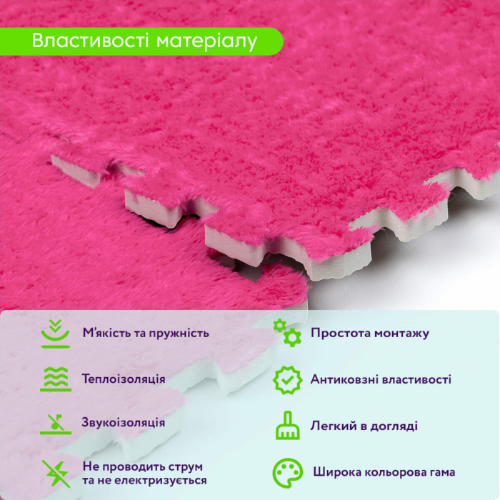Підлога-пазл плюшевий 30х30х1см Рожевий (D) SW-00002092